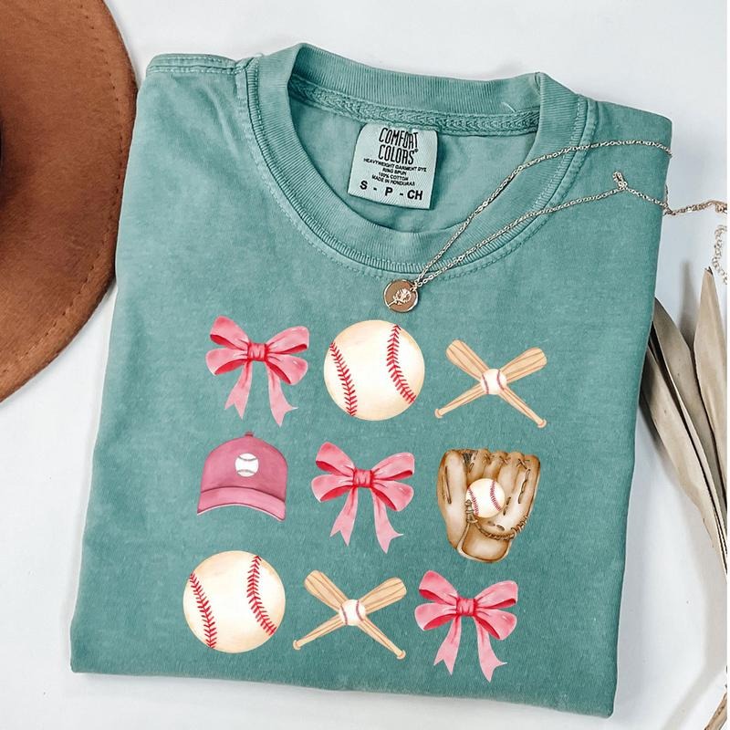 Comfort Colors Coquette Bow Baseball Shirt, Baseball Coquette T-shirt, Social Club Shirt, Sports Lover Gift, Baseball Mom Outfit