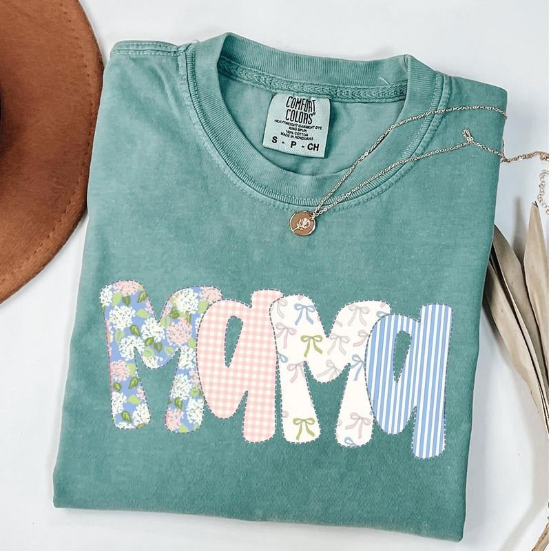Comfort Colors Coquette Mama T-Shirt, Floral Bows Shirt, Girly Mama Tee, Mothers Day Gift