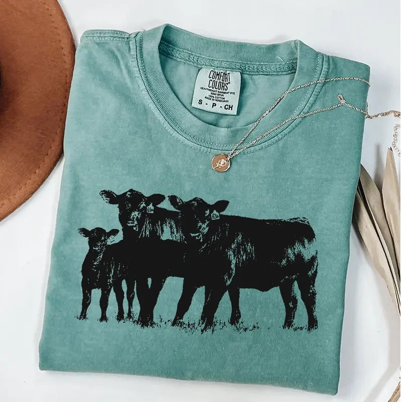 Comfort Colors Cute Cow Shirt Gift For Farmers, Animal Lover Gift, Western Country T-Shirt, Cow Lover Shirt