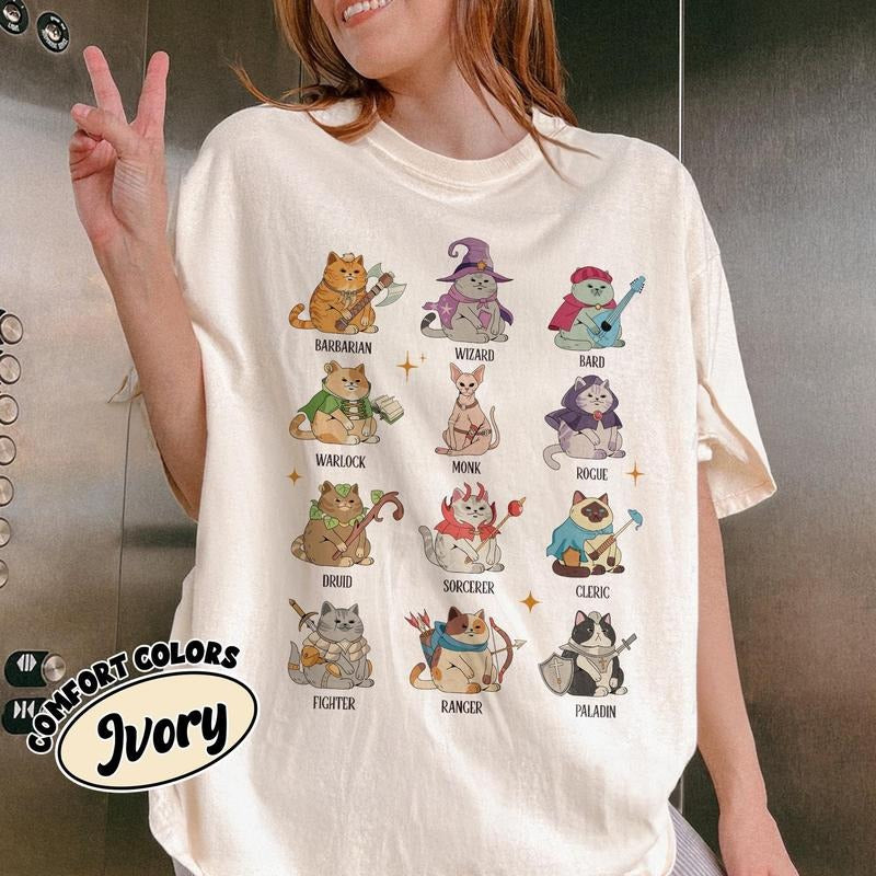 Comfort Colors Dungeons And Cats T-Shirt, Dungeons Game T-Shirt, DnD T-Shirt Gifts, Funny D&D Cats, Role Playing Game Shirt