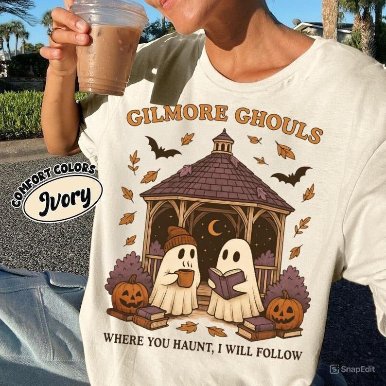 Comfort Colors Gilmore Ghouls Shirt, Where You Haunt I Will Follow Shirt, Cute Ghost Halloween Tee, Spooky Fall Shirt, Autum Shirt, Ghost Couple Gift