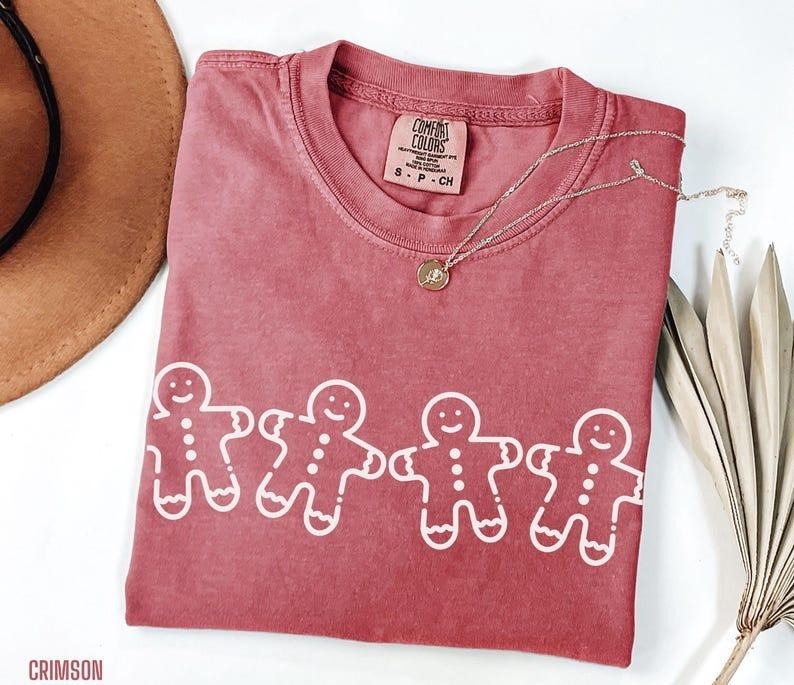 Comfort Colors Gingerbread Shirt Cute Christmas Shirt Gingerbread Man Tshirt Menswear Rabbit