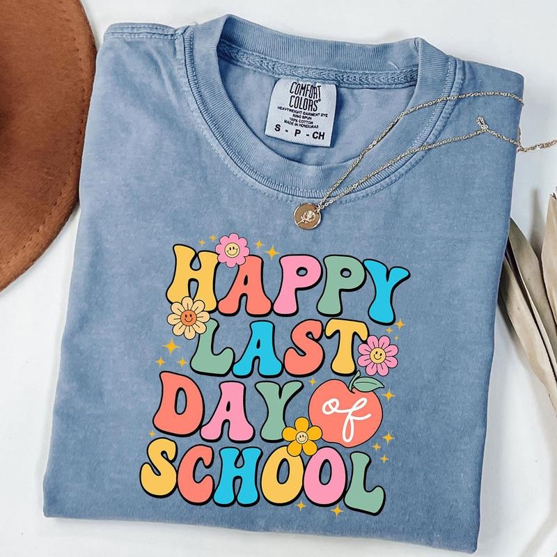 Comfort Colors Happy Last Day of School T-Shirt , End of Year Teacher Shirt, Groovy Teacher Shirt, Unisex T-Shirt