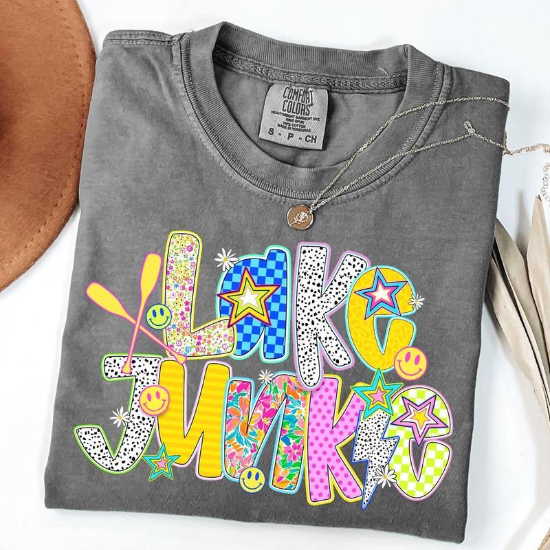 Comfort Colors Lake Junkie Tee, Summer Vibes Shirt, Girl Lake Trip Vacation T-Shirt, Kayak Summer Shirt