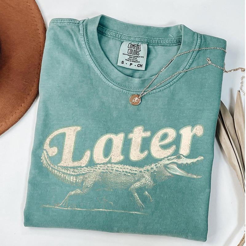 Comfort Colors Later Gator Shirt, Funny Alligator T-Shirt, Indie Tee, Retro Crocodile Shirt