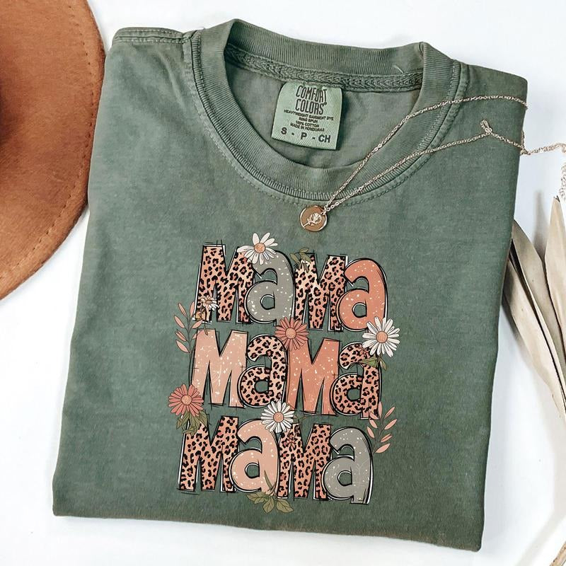 Comfort Colors Leopard Mama Shirt, Mama Daisy Shirt, Wildflower Mama Shirt, Mothers Day Gift, Gift For Mom, New Mom Gift