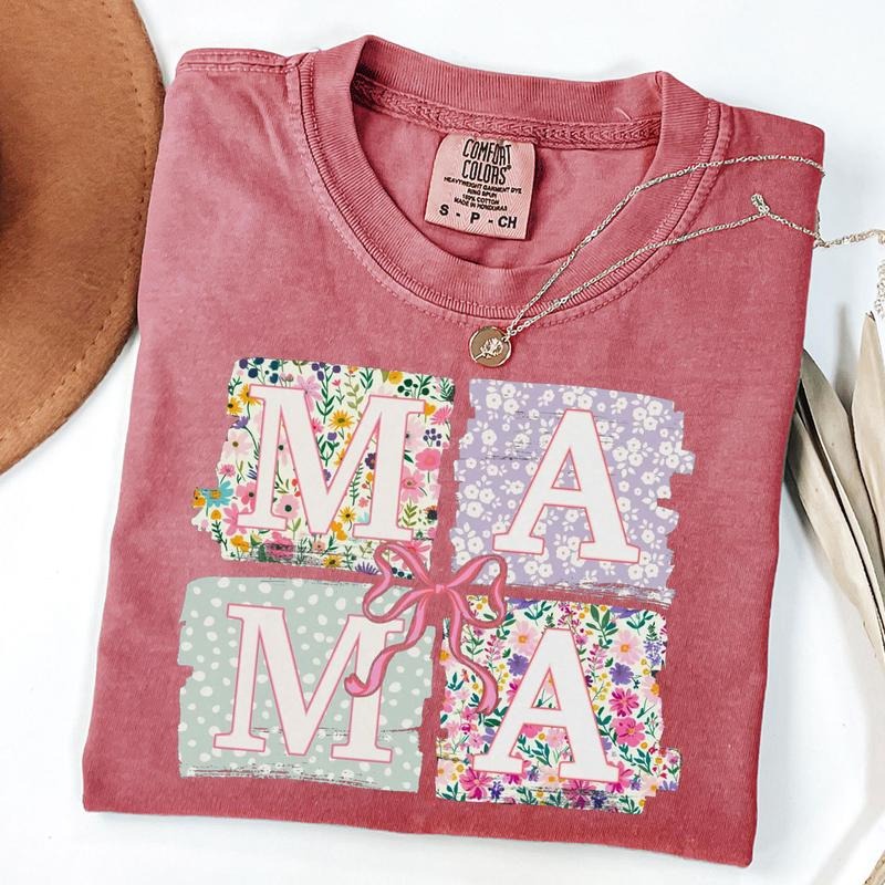 Comfort Colors Mama Floral Shirt, Coquette Bow Mama T-Shirt, Floral Mom T-shirt, Spring Mama Shirt, Springtime Mom Tee, Mothers Day Gift