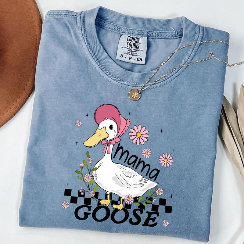 Comfort Colors Mama Goose Shirt, Floral Mama Shirt, Coquette Mama Tee, Mama T-shirt, Goose Lover Tshirt, Mothers day Gift