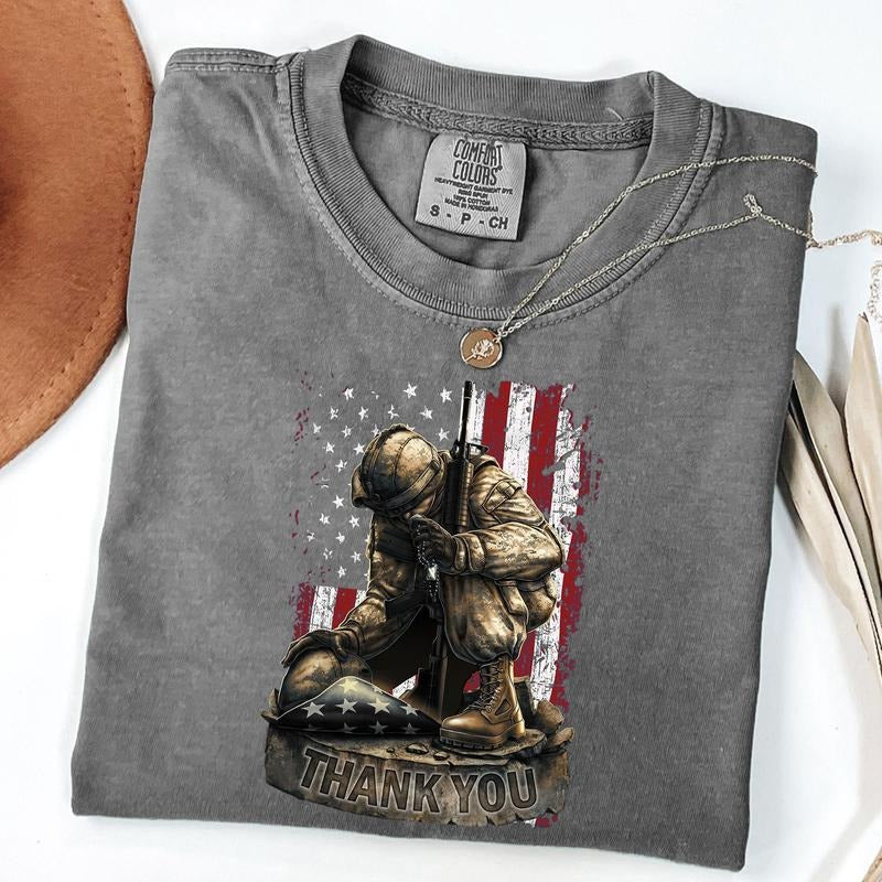 Comfort Colors Memorial Day Shirt, Honor and Remember Tee, Patriotic Soldier TShirt, USA Freedom Shirt, American Military Tribute Tee