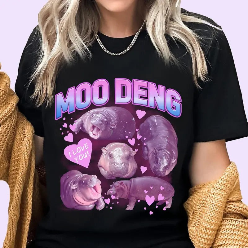 Comfort Colors Moo Deng Bootleg Shirt, Baby Hippo Shirt, Moo Deng Shirt, Bouncy Pig Shirt, I Love Moo Deng