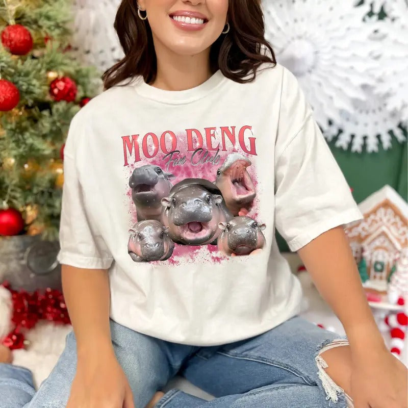 Comfort Colors Moo Deng Fan Club Bootleg Shirt, Baby Hippo Funny Shirt, Famous Animals Shirt, Gift For Pet Lover
