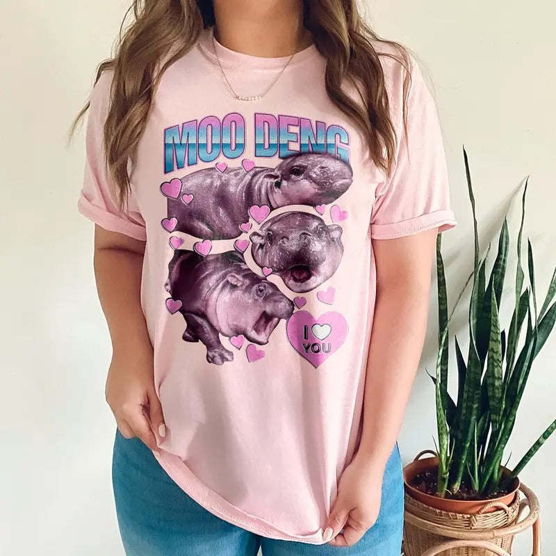 Comfort Colors Moo Deng T-Shirt, Moo Deng Bootleg Merch, Moo Deng Gift, Baby Pygmy Hippo Moo Deng Shirt