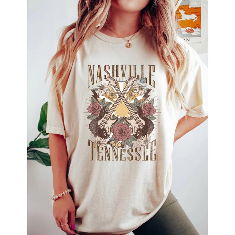 Comfort Colors Nashville Shirt, Retro Distressed Tee, Music City Concert Shirt, Western Tennessee Graphic Tee