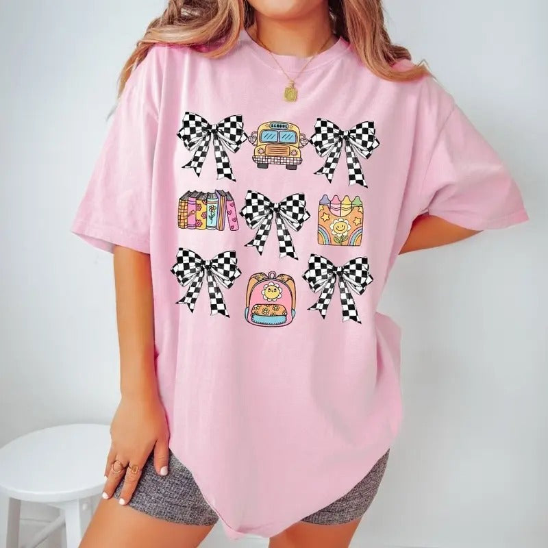 Comfort Colors Retro Back to School Shirt, Coquette Teacher Shirts, Funny First Day of School Shirt