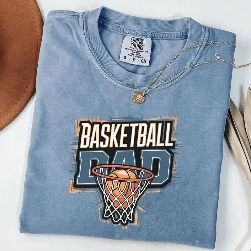 Comfort Colors Retro Basketball Dad Shirt, Varsity Basketball Shirt, New Dad Gift, Father's Day Gift