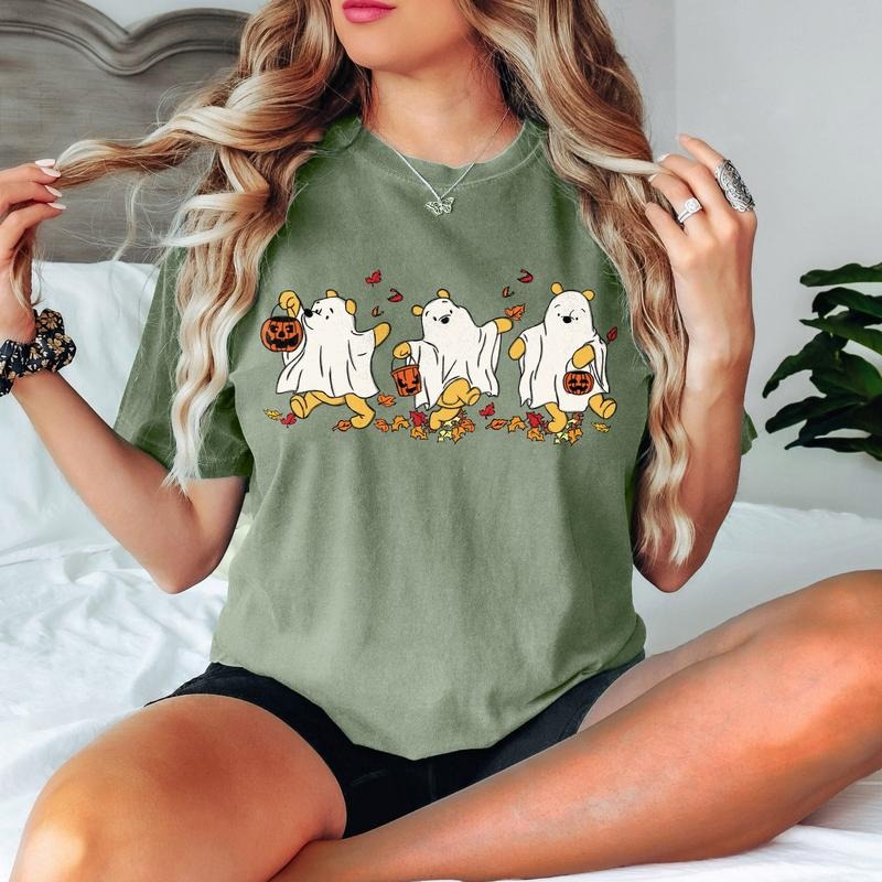 Comfort Colors Retro Pooh Ghost Halloween Shirt, Win.nie The Po.oh Halloween Shirt, Spooky Season Shirt, Cute Fall Shirt, Halloween Women's Shirt