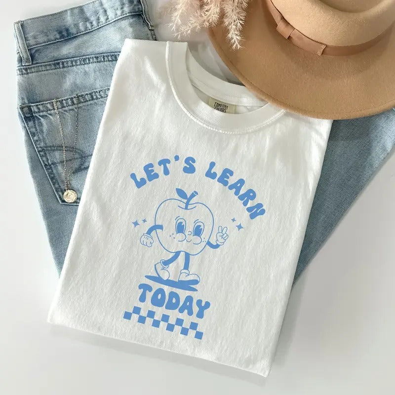 Comfort Colors Retro Teacher Shirt, Let's Learn Today Shirt, Back to School Shirt, First Day of School Tshirt, New Teacher Appreciation Gift