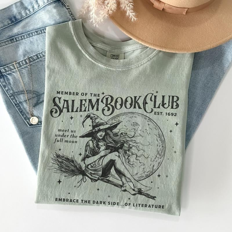Comfort Colors Salem Witch Book Club Shirt, Bookish Halloween Shirt, Gift for Book Lover Tee, Dark Academia Book Club Teacher Librarian Scary Stories