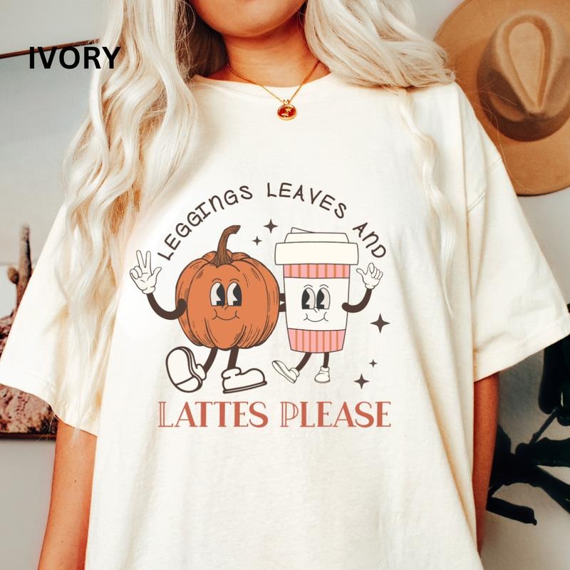 Comfort Colors Shirt, Leggings Leaves and Lattes Please Shirt, Graphics Fall Tee, Spooky season Shirt