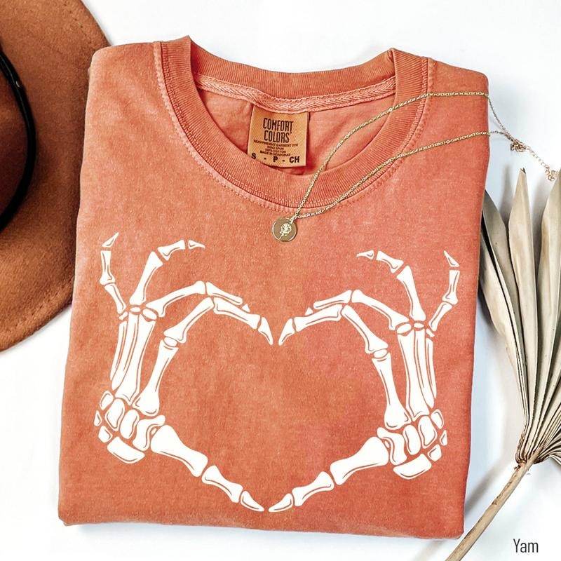 Comfort Colors Skeleton Hand Shirt, Skeleton Halloween Shirt, Women's Halloween Shirt, Spooky Season Shirt, Halloween Gift