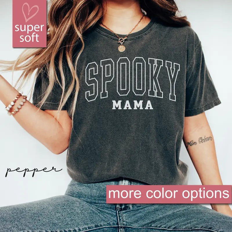 Comfort Colors Spooky Mama Shirt, Mom Halloween Shirt, Halloween Mom Shirt, Halloween Shirt, Halloween Mama Shirt, Spooky Halloween Mama
