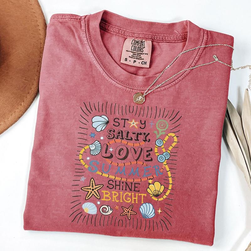 Comfort Colors Stay Salty Shirt, Coastal Beach Tee, Retro Summer T-Shirt