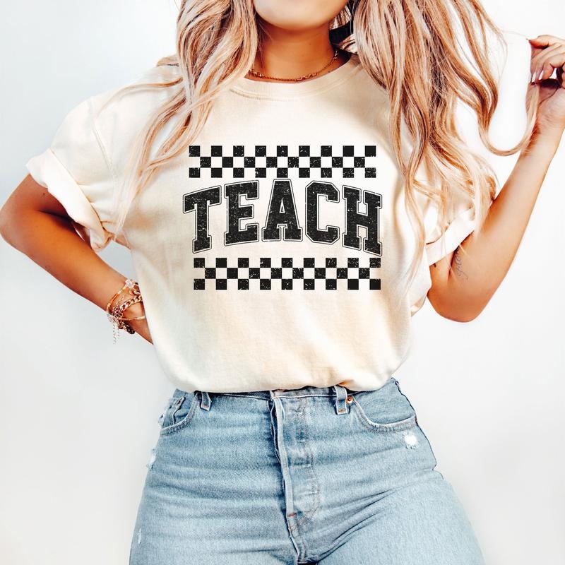 Comfort Colors Teach Shirt, Cute Teacher Shirt, Back to School Shirt, Elementary School Teacher Tee, Retro Teacher Shirt Cotton Fit