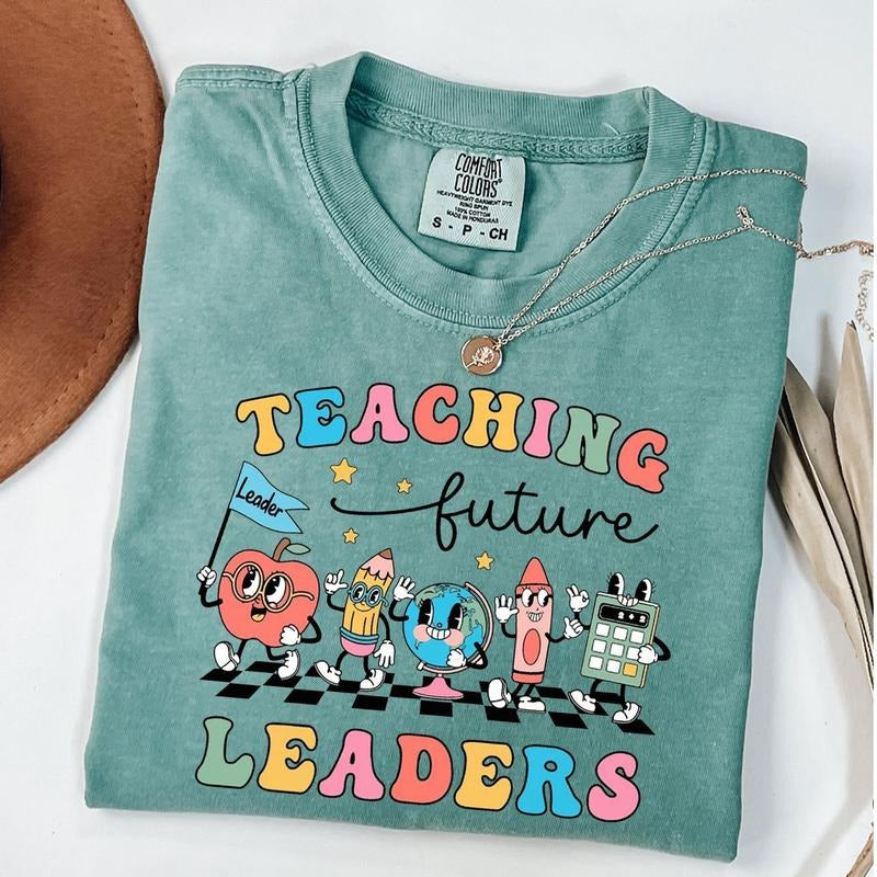 Comfort Colors Teaching Future Leaders Shirt, Groovy Teacher Shirt, Cute Teacher Shirt, Kindergarten Teacher Tee, Back To School Gift