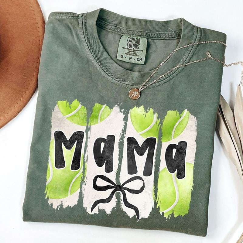 Comfort Colors Tennis Mama Shirt, Tennis Coquette Bow Shirt, Tennis Mom Tee, Game Day T-Shirt, Mothers Day Gift
