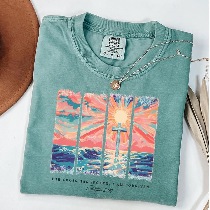 Comfort Colors The Cross Has Spoken Shirt, Christian Shirt, Faith, Religious, Cross, He is Risen Shirt