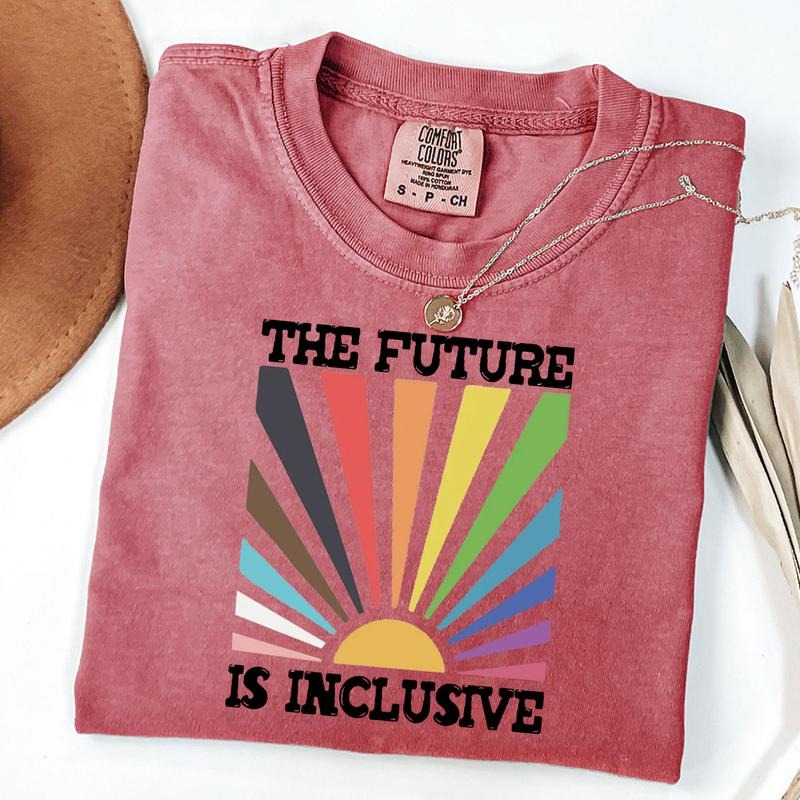 Comfort Colors The Future is Inclusive Shirt, Rainbow Pride Tee, Trans Rights Top, Pride Month T-Shirt, Progress Pride Shirt, Unisex T-Shirt
