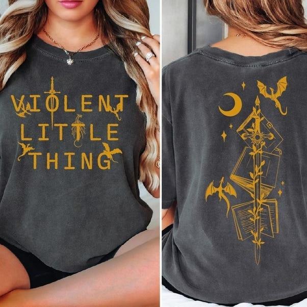 Comfort Colors Violent Little Thing 2-Sided Shirt, Fourth Wing Dragon Rider Tee ,Riders Quadrant Tee, Comfort Colors Basgiath Shirt L217