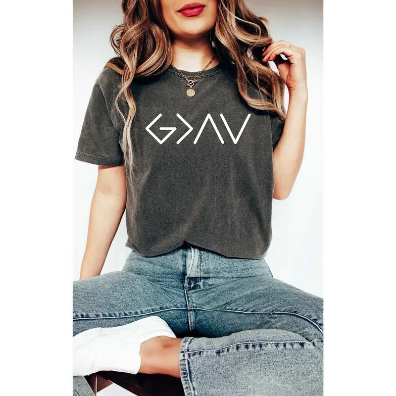 Comfort Colorsgod Is Greater Than The Highs And Lows T-shirt Jesus Shirt Religious Shirt Gift Christian Shirt God Shirt Church Gift Cotton Polyester