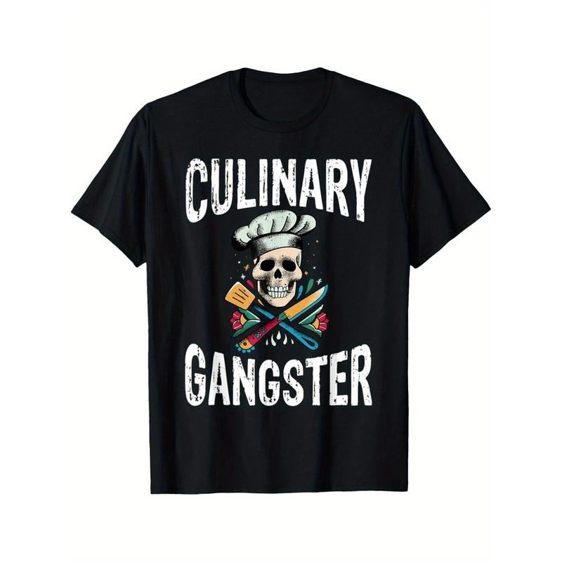 Cooking Gangster Printed T-Shirt Cotton Casual Summer T-Shirt, Trendy Top Crew Neck T-Shirt, Comfortable Street Style T-Shirt, Essential Fashion T-Shirt Made in USA