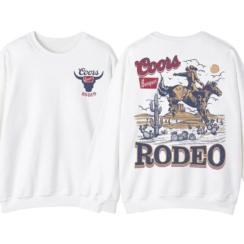 Coors Rodeo Vintage Graphic Sweater, Retro Cowboy Women Sweatshirt