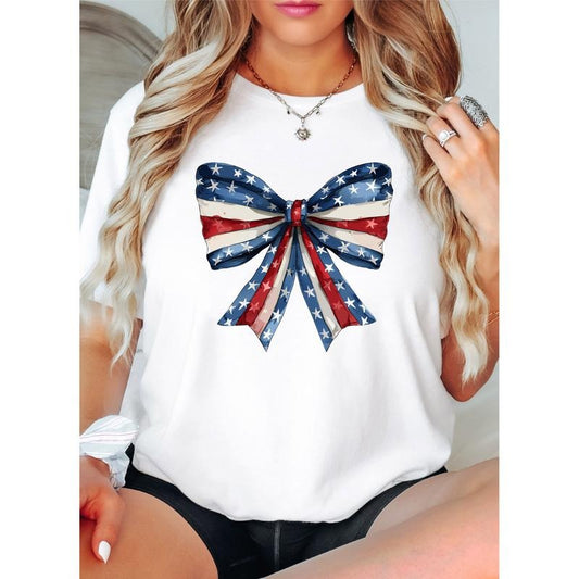 Coquette American Flag Shirt, 4th Of July T-shirt, America Tee, Freedom Shirt For Woman, Matching Fourth of July Tee, Election Shirt, USA Flag Bow Tee, Independence Day Tee, Gift For Her.  4 th shirts