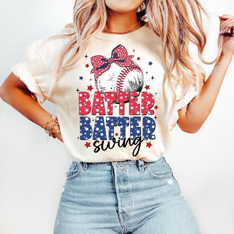 Coquette Baseball Tshirt-sweatshirt-hoodie, Batter Batter Swing, Game Day, Girly Baseball Bow, Retro Baseball Mama,...