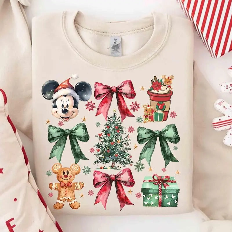 Coquette Bows Gingerbread Christmas Tree TShirt Sweatshirt, Very Merry Xmas Party 2024 Tee, Family Holiday Christmas Shirt