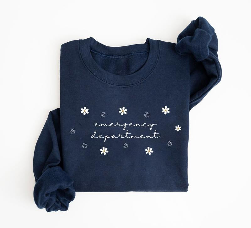 Coquette Floral Emergency Department Sweatshirt, Gift For ER Nurse Shirt, Floral ER Crewneck Women, Nurse Week Shirt, Nurse Appreciation Shirt, Nursing Tee, Nurse Graduation Gift