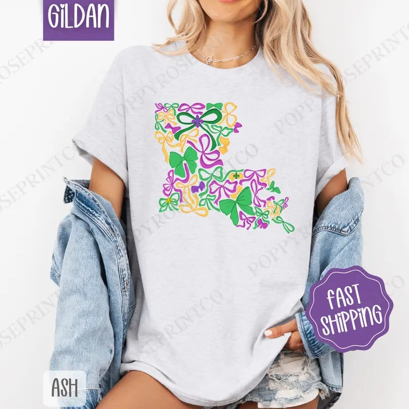 Coquette Louisiana Mardi Gras Shirt Gildan, Fat Tuesday Bows Women's Tee, Holiday Women's Tshirt Plus Sizes