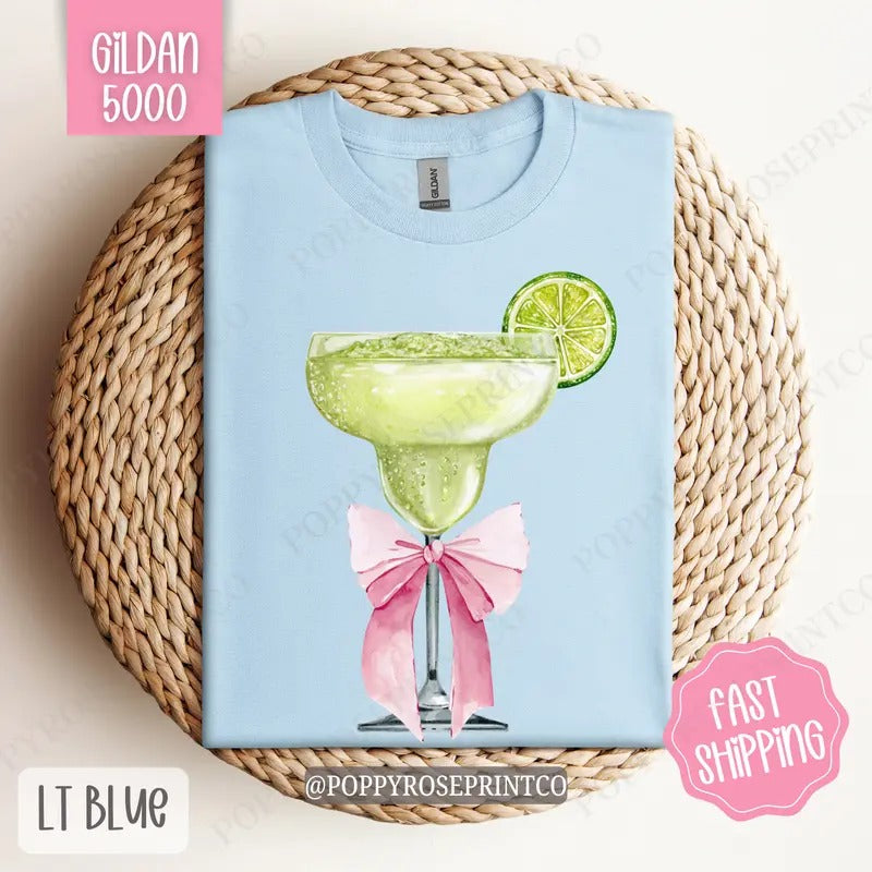 Coquette Margarita Gildan Shirt, Cute Cocktail Tshirt, Margarita Bow Tee