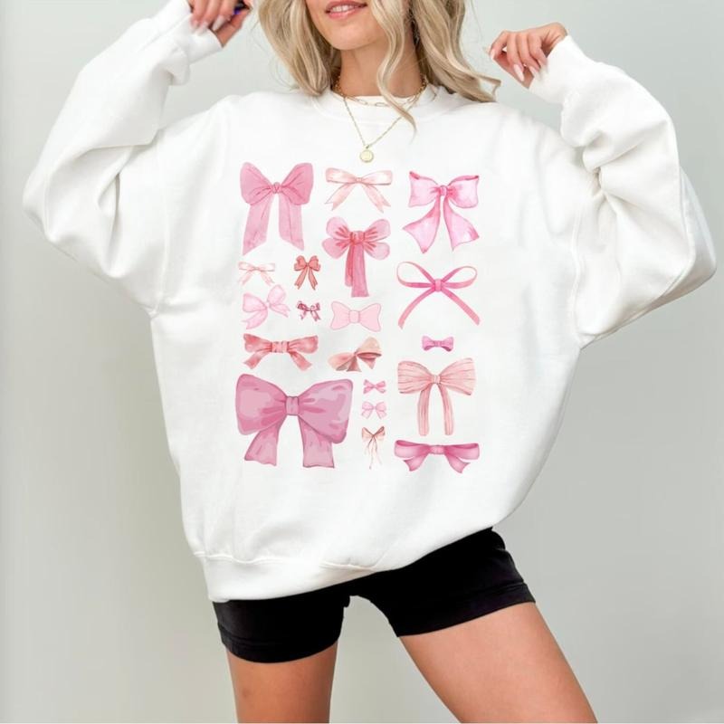 Coquette Pink Bow Sweatshirt, Cute Coquette Shirt, Pink Ribbon Sweatshirt, Trendy Crewneck, Ribbon Valentine Sweatshirt, Trendy Ribbon Shirt, Pink Bow Sweatshirt