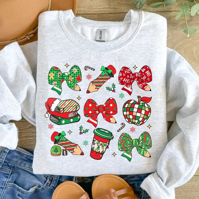Coquette Pink Xmas Sweatshirt, Coquettee Teacher Christmas Sweatshirt, Trendy Santa Sweat, Merry Christmas Sweater, Xmas Tree Sweater, Winter Season