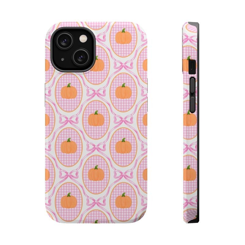 Coquette Pumpkin Phone Case, Cute Fall Phone Cover Mag Safe Compatible, Magnetic Tough Cases