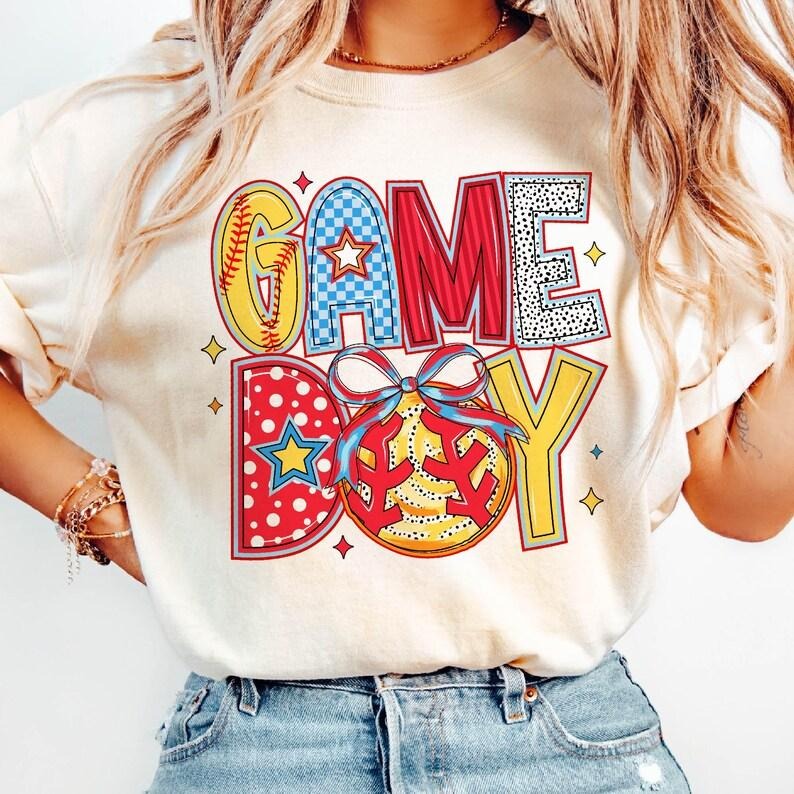 Coquette Softball Mama Game Day Brushstroke Tis the Season T-Shirt