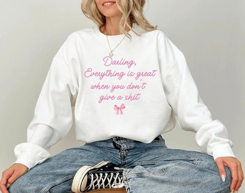 Coquette Sweatshirt For Women, Cute Trendy Crewneck With Pink Bow, Funny Gift For Her, Valentines Sweatshirt, Gifts For Women, Long Sleeve Crewneck Shirt, Valentines Presents, Gifts For Valentines Day