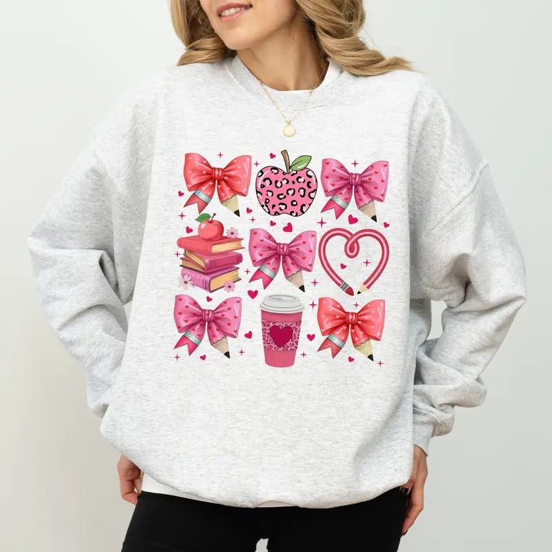 Coquette Teacher Ceramic Mug, Pink Valentine Teacher Coffee Mug, Valentine Tea Cup For Teachers, Valentines Gift For Teacher