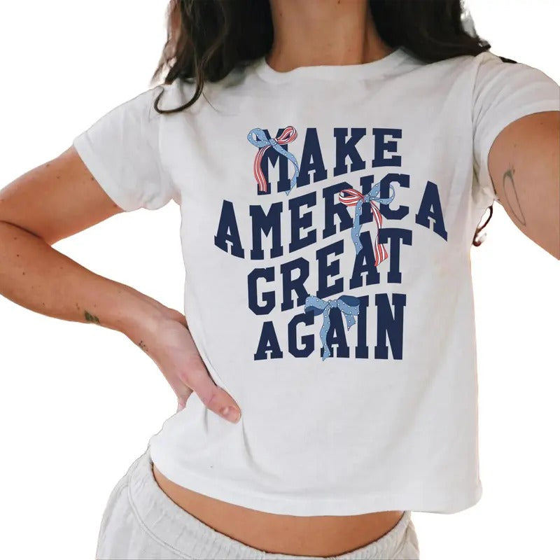 Coquette Trump 47 Baby Tee Preppy Varsity Maga Baby Tee Conservative Gift 02 Casual Comfort