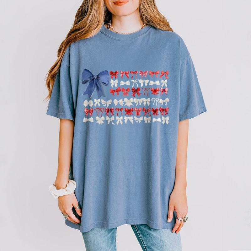 Coquette USA Flag Shirt, 4th Of July Coquette T-Shirt, 4th Of July American Shirts, 1776 America T-Shirt, Fourth Of July Tee, Independence Day Shirt, Retro 4th Of July Outfits, Independence Day Parade Outfits, Women Top