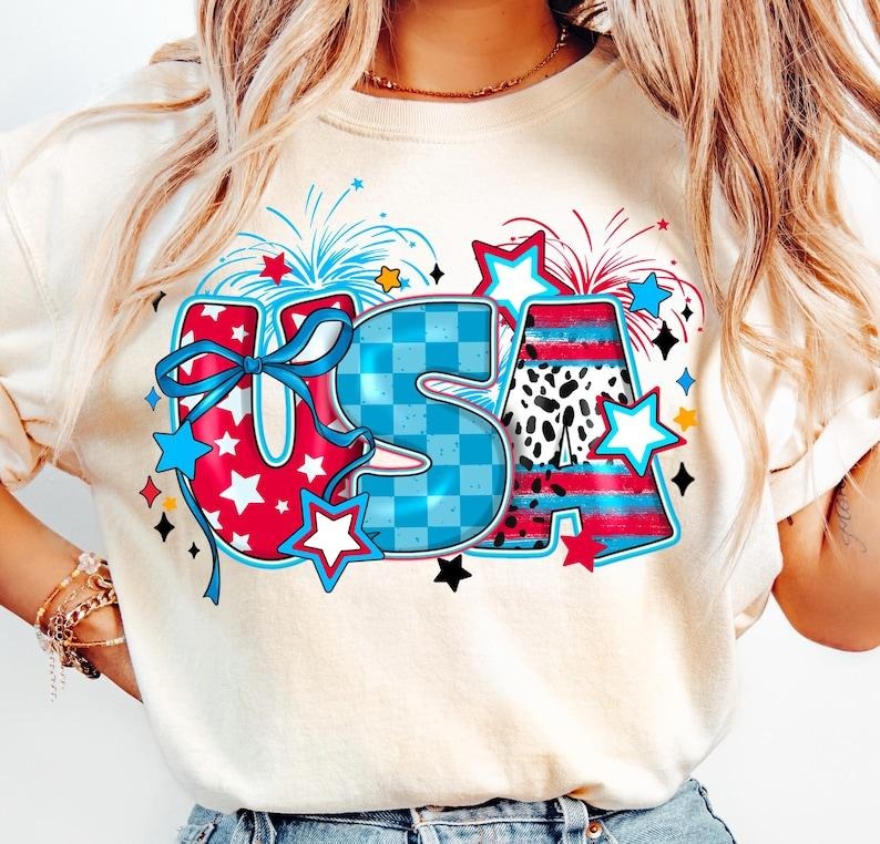 Coquette USA t-shirt, Retro America sweatshirt, 4th Of July, 4th Of July tshirt, Usa Checkered hoodie, Patriotic sweatshirt, Girly USA tshirt